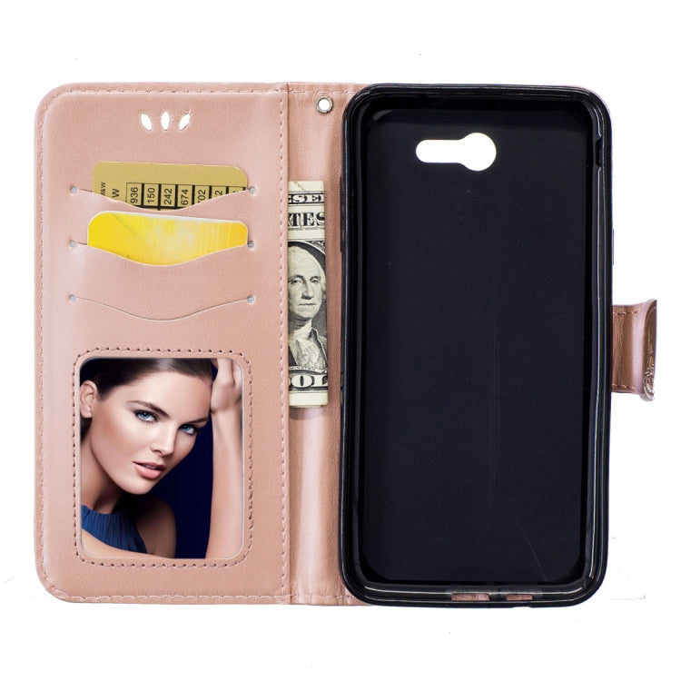 For Galaxy J7 (2017) / J730 ( US Version) Pressed Flowers Butterfly Love Pattern Horizontal Flip Leather Case with Holder & Card Slots & Wallet & Lanyard