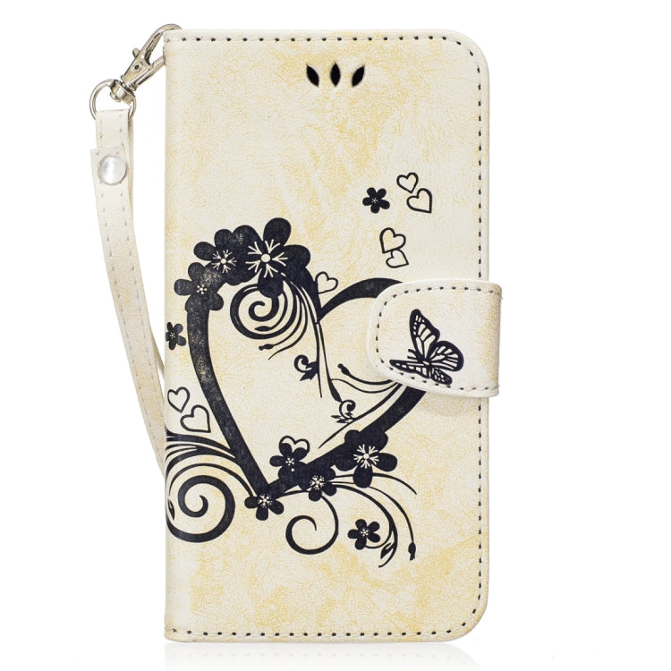 For Galaxy J7 (2017) / J730 ( US Version) Pressed Flowers Butterfly Love Pattern Horizontal Flip Leather Case with Holder & Card Slots & Wallet & Lanyard