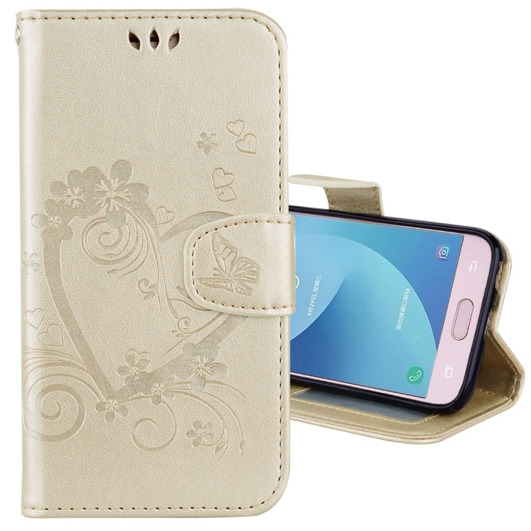 For Galaxy J3 (2017) / J330 ( EU Version) Pressed Flowers Butterfly Love Pattern Horizontal Flip Leather Case with Holder & Card Slots & Wallet & Photo Frame