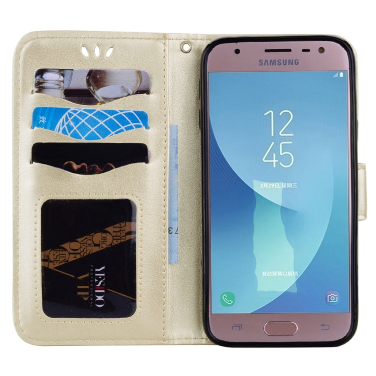 For Galaxy J3 (2017) / J330 ( EU Version) Pressed Flowers Butterfly Love Pattern Horizontal Flip Leather Case with Holder & Card Slots & Wallet & Photo Frame