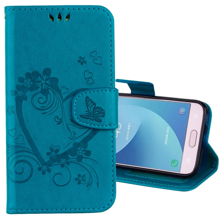 For Galaxy J3 (2017) / J330 ( EU Version) Pressed Flowers Butterfly Love Pattern Horizontal Flip Leather Case with Holder & Card Slots & Wallet & Photo Frame