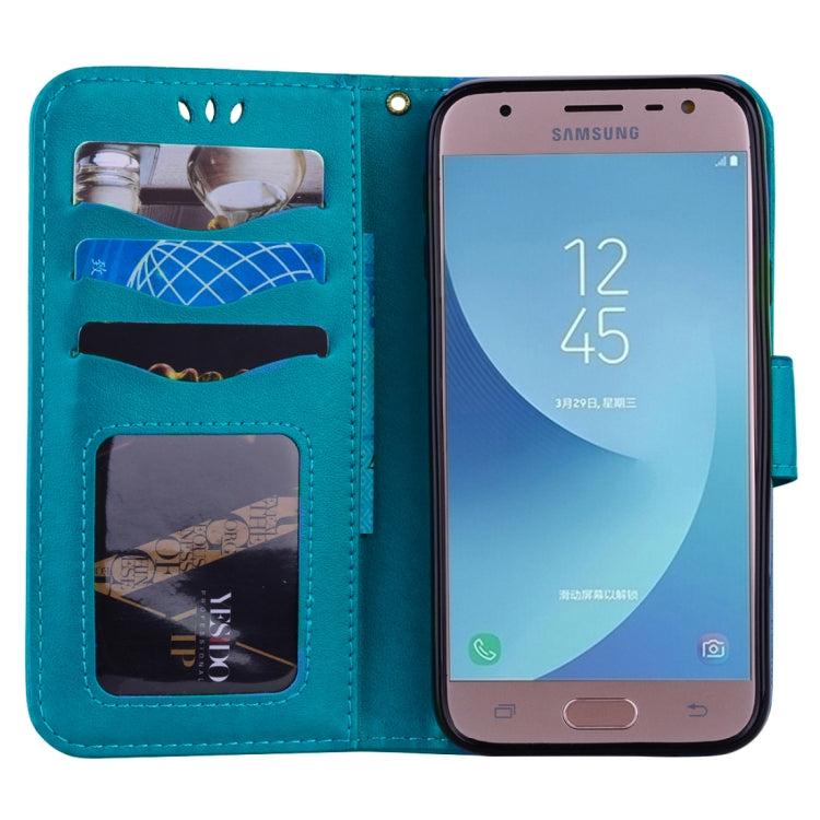 For Galaxy J3 (2017) / J330 ( EU Version) Pressed Flowers Butterfly Love Pattern Horizontal Flip Leather Case with Holder & Card Slots & Wallet & Photo Frame