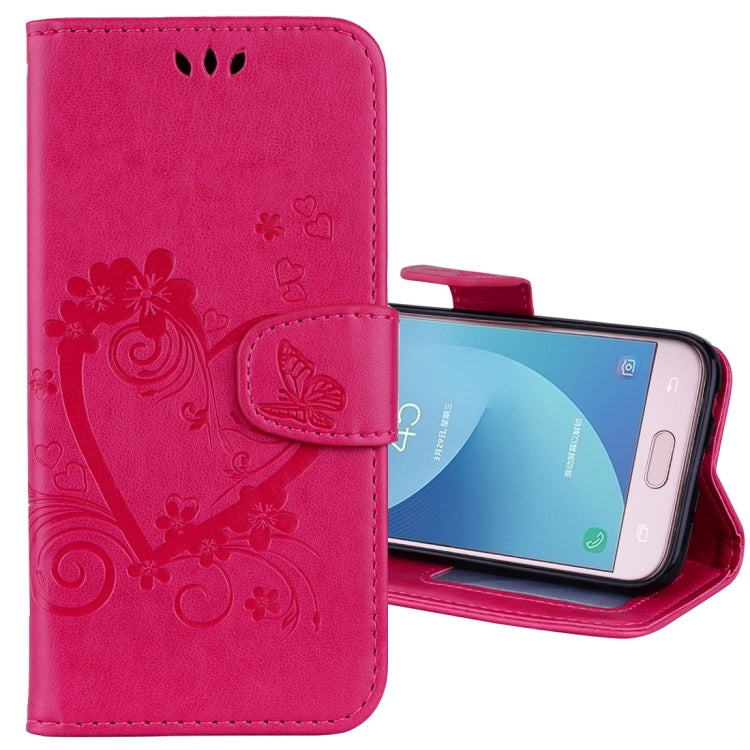 For Galaxy J3 (2017) / J330 ( EU Version) Pressed Flowers Butterfly Love Pattern Horizontal Flip Leather Case with Holder & Card Slots & Wallet & Photo Frame