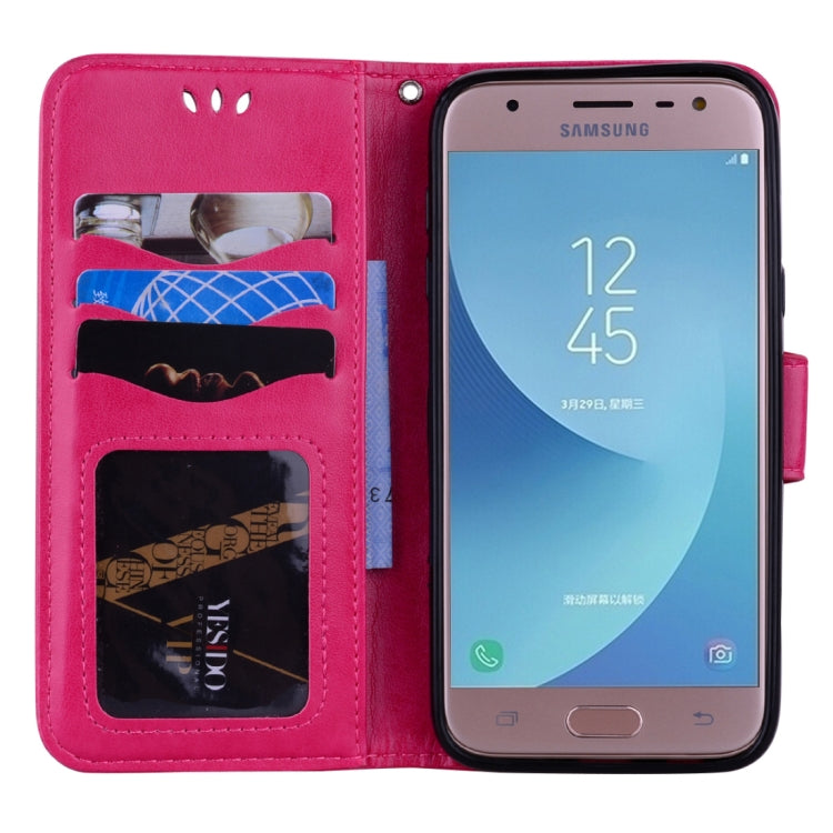 For Galaxy J3 (2017) / J330 ( EU Version) Pressed Flowers Butterfly Love Pattern Horizontal Flip Leather Case with Holder & Card Slots & Wallet & Photo Frame
