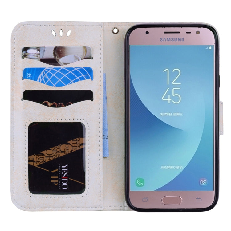 For Galaxy J3 (2017) / J330 ( EU Version) Pressed Flowers Butterfly Love Pattern Horizontal Flip Leather Case with Holder & Card Slots & Wallet & Photo Frame