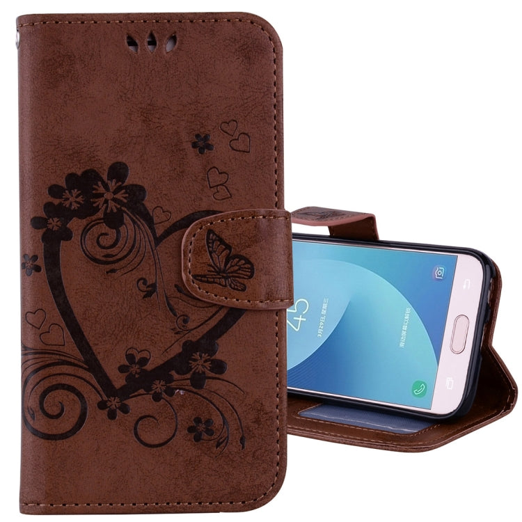 For Galaxy J3 (2017) / J330 ( EU Version) Pressed Flowers Butterfly Love Pattern Horizontal Flip Leather Case with Holder & Card Slots & Wallet & Photo Frame
