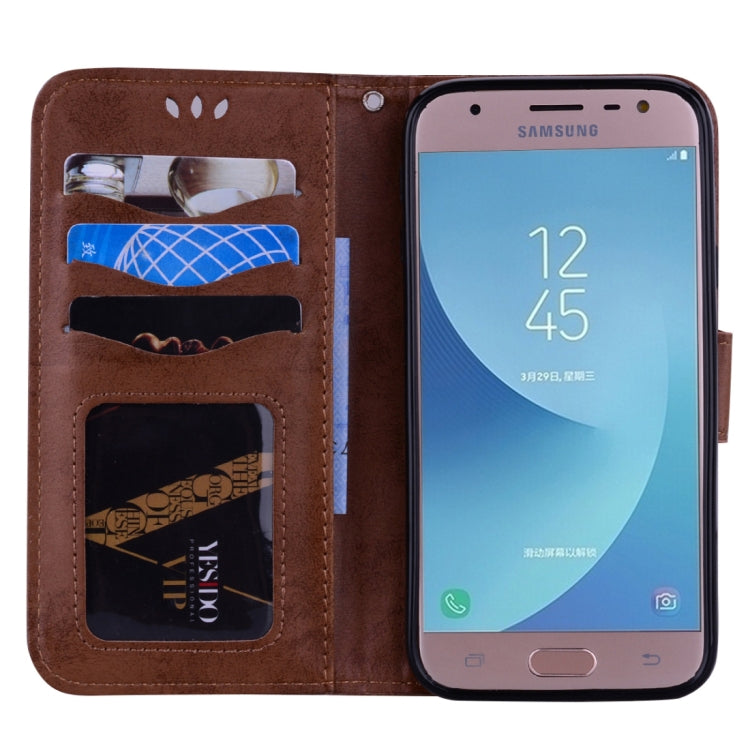 For Galaxy J3 (2017) / J330 ( EU Version) Pressed Flowers Butterfly Love Pattern Horizontal Flip Leather Case with Holder & Card Slots & Wallet & Photo Frame