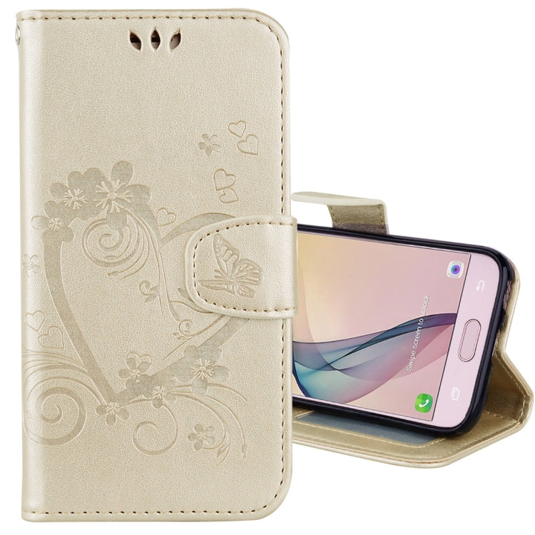 For Galaxy J5 (2017) / J530 ( EU Version) Pressed Flowers Butterfly Love Pattern Horizontal Flip Leather Case with Holder & Card Slots & Wallet & Photo Frame