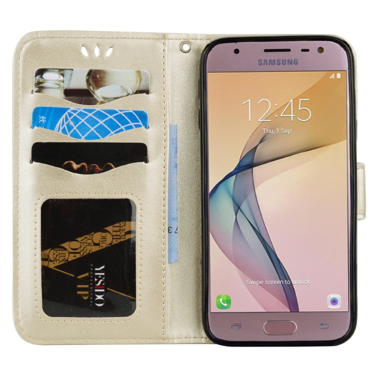 For Galaxy J5 (2017) / J530 ( EU Version) Pressed Flowers Butterfly Love Pattern Horizontal Flip Leather Case with Holder & Card Slots & Wallet & Photo Frame