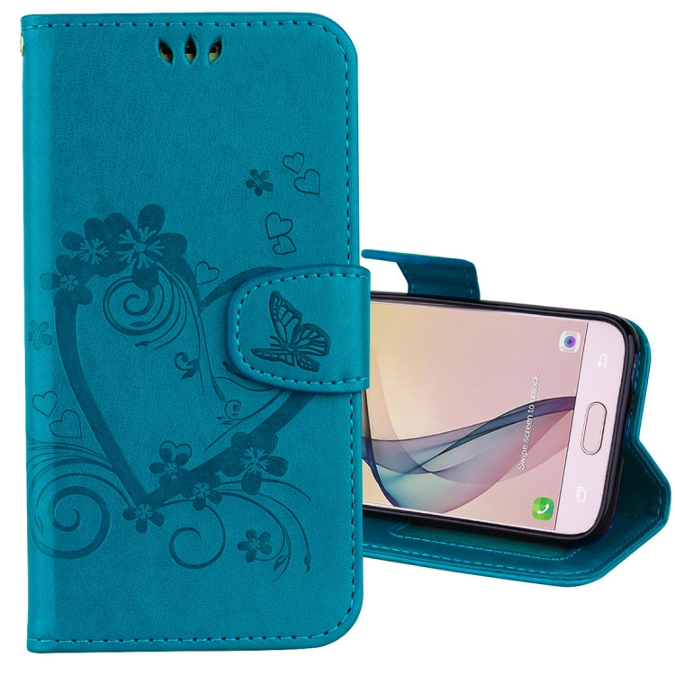 For Galaxy J5 (2017) / J530 ( EU Version) Pressed Flowers Butterfly Love Pattern Horizontal Flip Leather Case with Holder & Card Slots & Wallet & Photo Frame