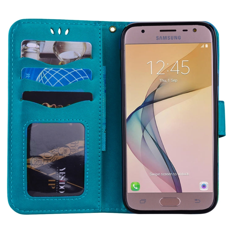 For Galaxy J5 (2017) / J530 ( EU Version) Pressed Flowers Butterfly Love Pattern Horizontal Flip Leather Case with Holder & Card Slots & Wallet & Photo Frame