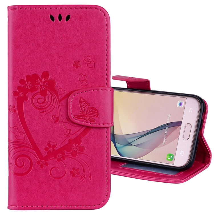 For Galaxy J5 (2017) / J530 ( EU Version) Pressed Flowers Butterfly Love Pattern Horizontal Flip Leather Case with Holder & Card Slots & Wallet & Photo Frame