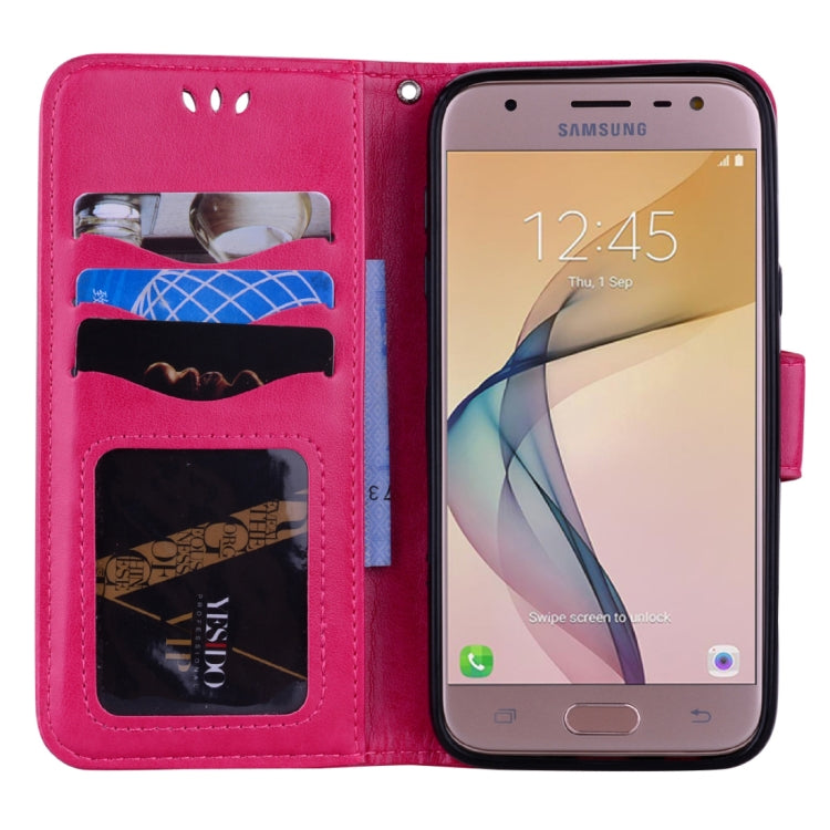 For Galaxy J5 (2017) / J530 ( EU Version) Pressed Flowers Butterfly Love Pattern Horizontal Flip Leather Case with Holder & Card Slots & Wallet & Photo Frame