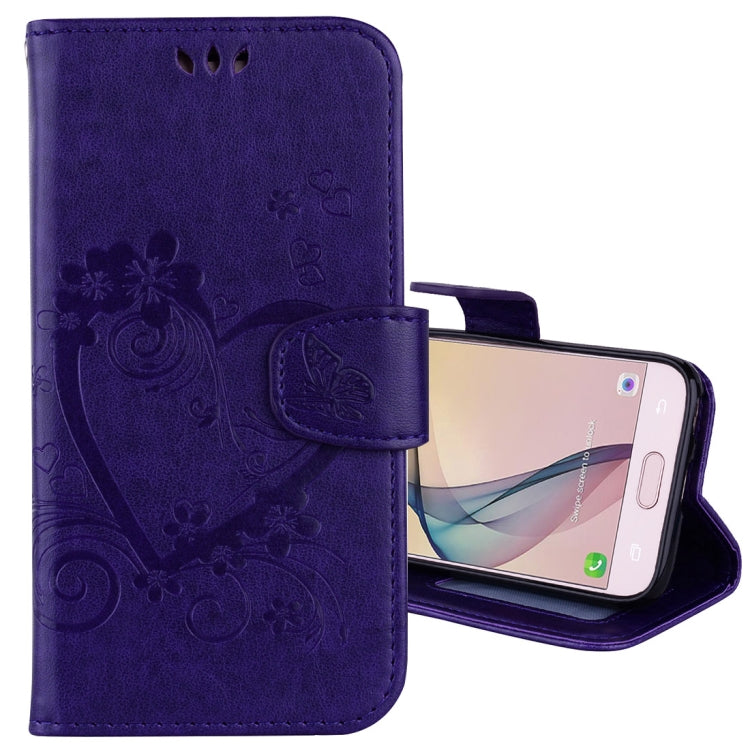 For Galaxy J5 (2017) / J530 ( EU Version) Pressed Flowers Butterfly Love Pattern Horizontal Flip Leather Case with Holder & Card Slots & Wallet & Photo Frame