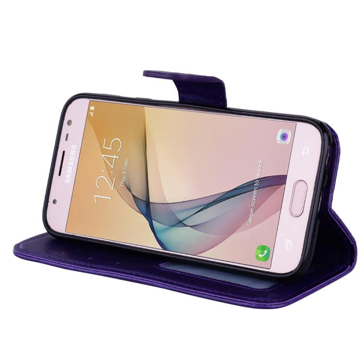 For Galaxy J5 (2017) / J530 ( EU Version) Pressed Flowers Butterfly Love Pattern Horizontal Flip Leather Case with Holder & Card Slots & Wallet & Photo Frame