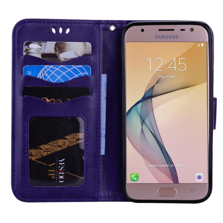 For Galaxy J5 (2017) / J530 ( EU Version) Pressed Flowers Butterfly Love Pattern Horizontal Flip Leather Case with Holder & Card Slots & Wallet & Photo Frame