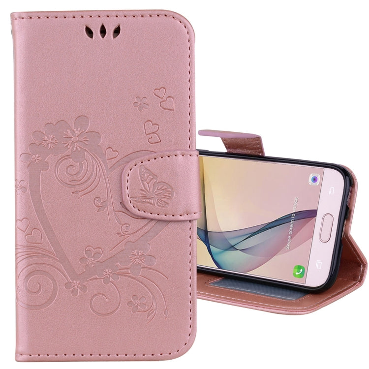 For Galaxy J5 (2017) / J530 ( EU Version) Pressed Flowers Butterfly Love Pattern Horizontal Flip Leather Case with Holder & Card Slots & Wallet & Photo Frame