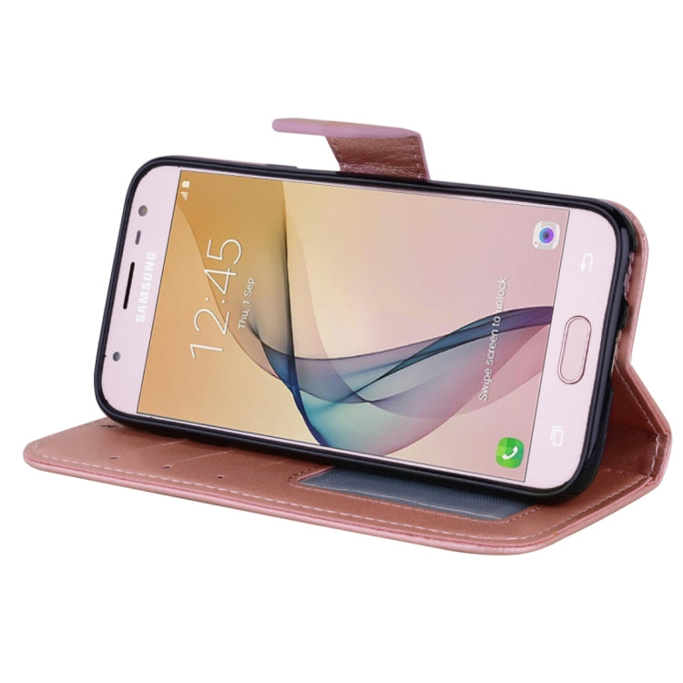 For Galaxy J5 (2017) / J530 ( EU Version) Pressed Flowers Butterfly Love Pattern Horizontal Flip Leather Case with Holder & Card Slots & Wallet & Photo Frame