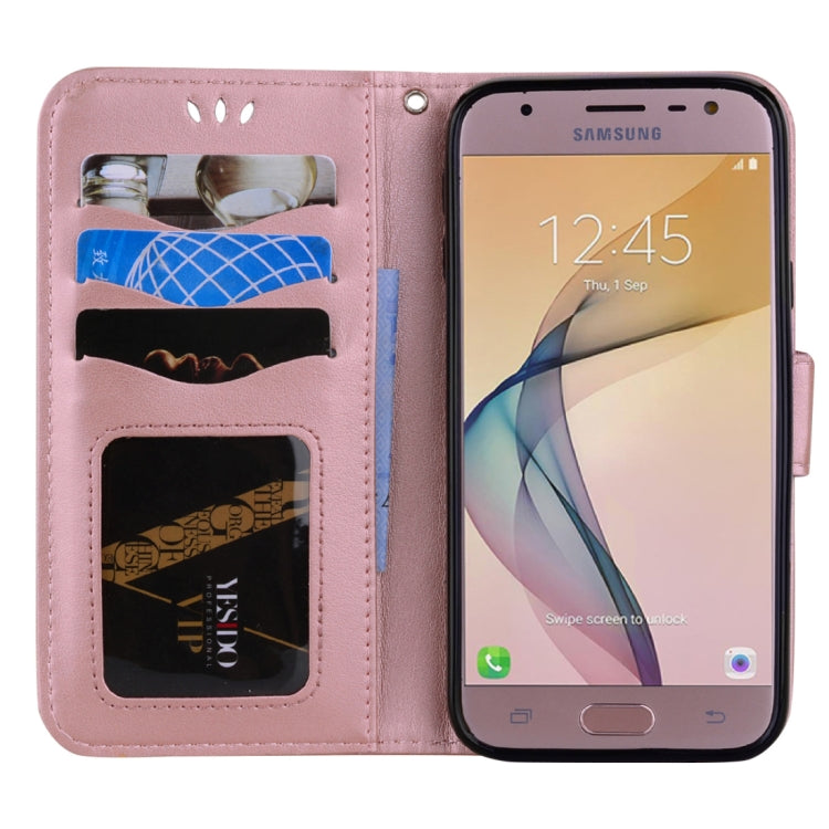 For Galaxy J5 (2017) / J530 ( EU Version) Pressed Flowers Butterfly Love Pattern Horizontal Flip Leather Case with Holder & Card Slots & Wallet & Photo Frame