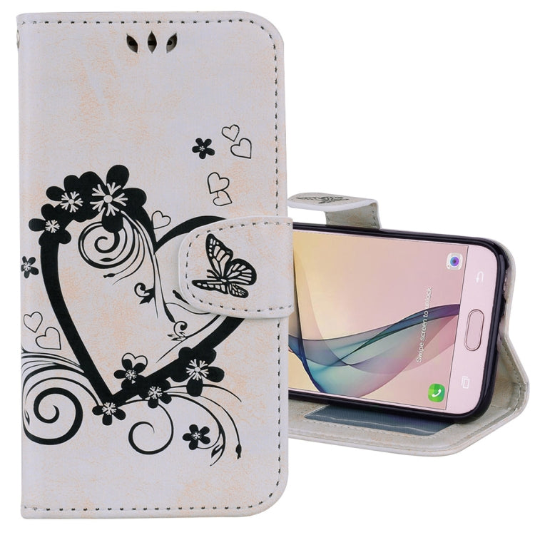 For Galaxy J5 (2017) / J530 ( EU Version) Pressed Flowers Butterfly Love Pattern Horizontal Flip Leather Case with Holder & Card Slots & Wallet & Photo Frame