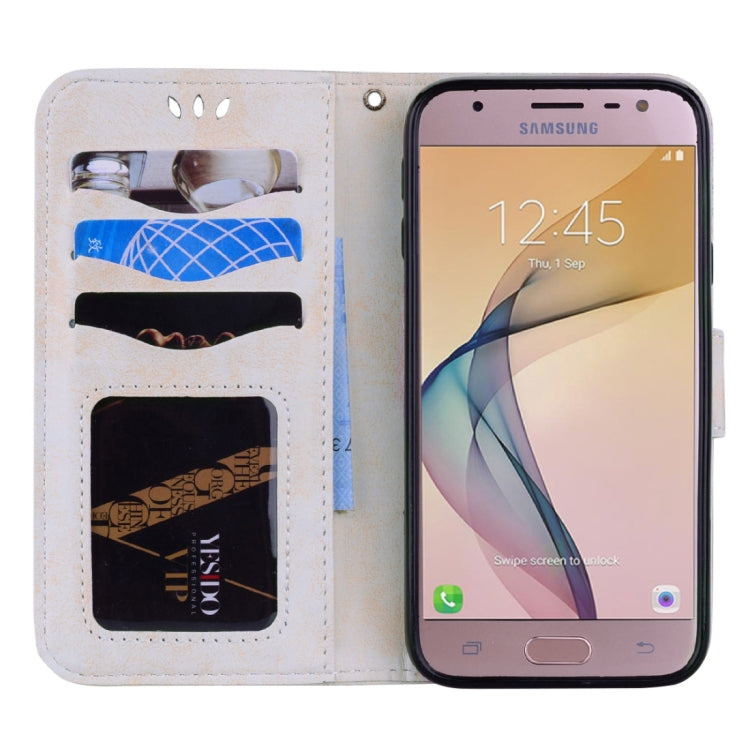 For Galaxy J5 (2017) / J530 ( EU Version) Pressed Flowers Butterfly Love Pattern Horizontal Flip Leather Case with Holder & Card Slots & Wallet & Photo Frame