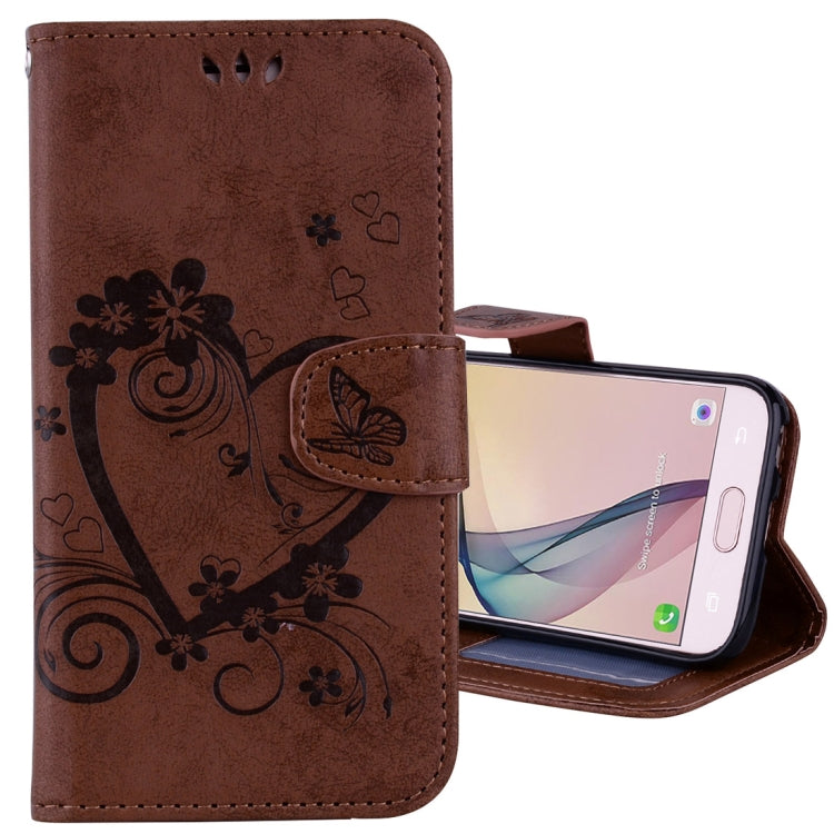 For Galaxy J5 (2017) / J530 ( EU Version) Pressed Flowers Butterfly Love Pattern Horizontal Flip Leather Case with Holder & Card Slots & Wallet & Photo Frame