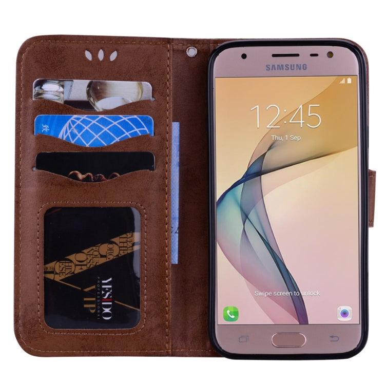 For Galaxy J5 (2017) / J530 ( EU Version) Pressed Flowers Butterfly Love Pattern Horizontal Flip Leather Case with Holder & Card Slots & Wallet & Photo Frame