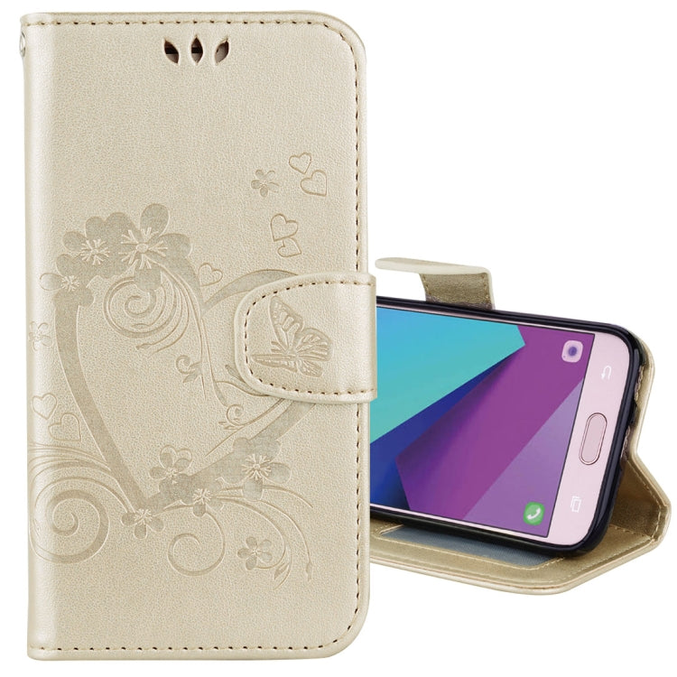 For Galaxy J7 (2017) / J730 ( EU Version) Pressed Flowers Butterfly Love Pattern Horizontal Flip Leather Case with Holder & Card Slots & Wallet & Photo Frame