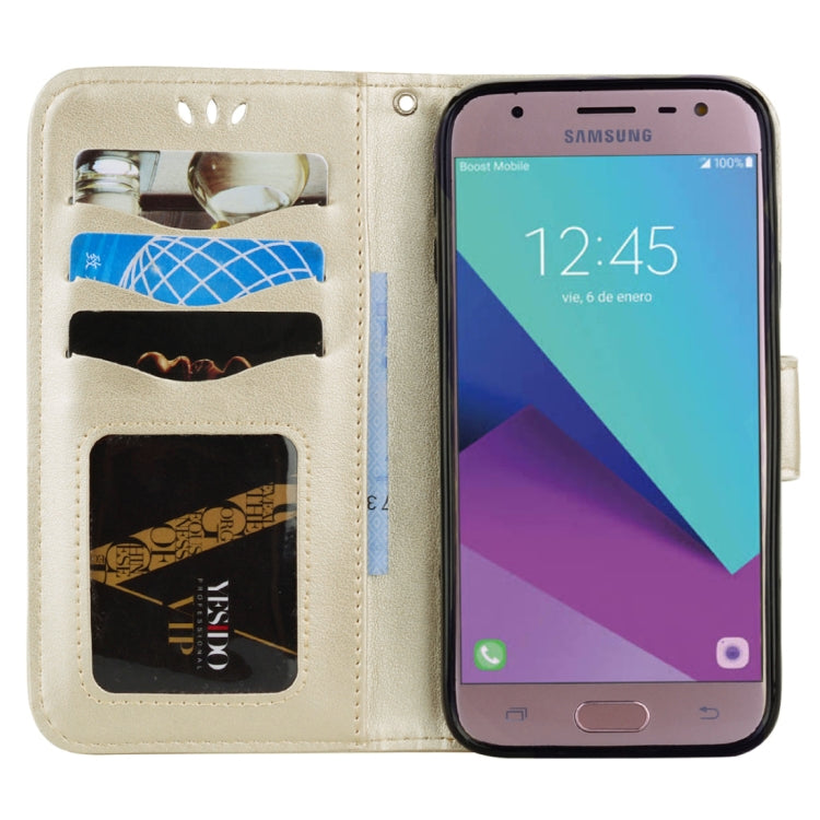 For Galaxy J7 (2017) / J730 ( EU Version) Pressed Flowers Butterfly Love Pattern Horizontal Flip Leather Case with Holder & Card Slots & Wallet & Photo Frame