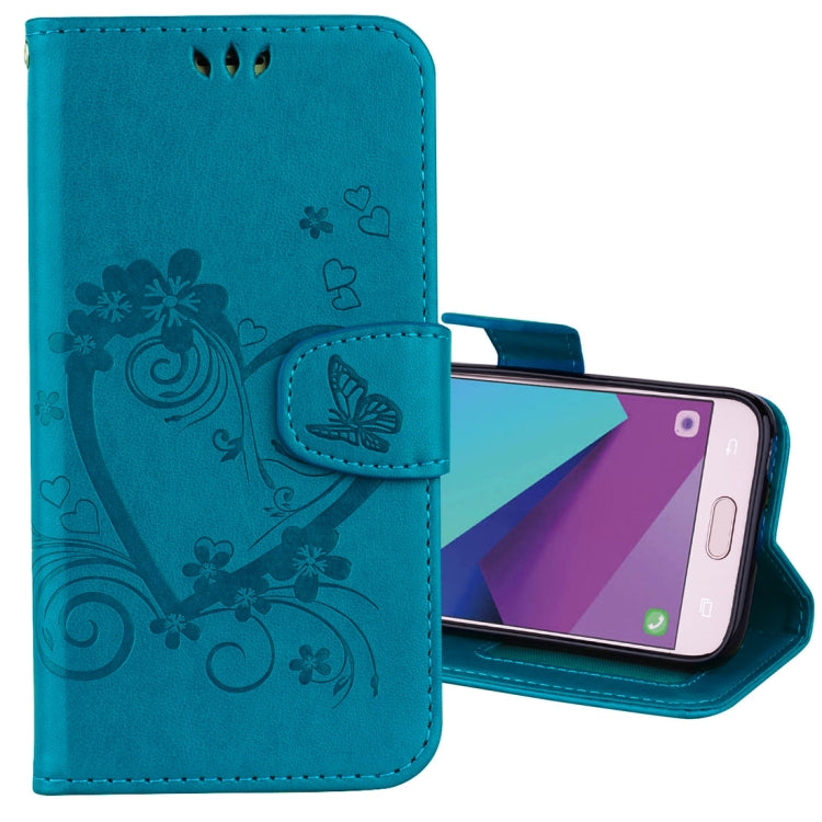 For Galaxy J7 (2017) / J730 ( EU Version) Pressed Flowers Butterfly Love Pattern Horizontal Flip Leather Case with Holder & Card Slots & Wallet & Photo Frame
