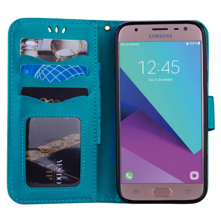 For Galaxy J7 (2017) / J730 ( EU Version) Pressed Flowers Butterfly Love Pattern Horizontal Flip Leather Case with Holder & Card Slots & Wallet & Photo Frame