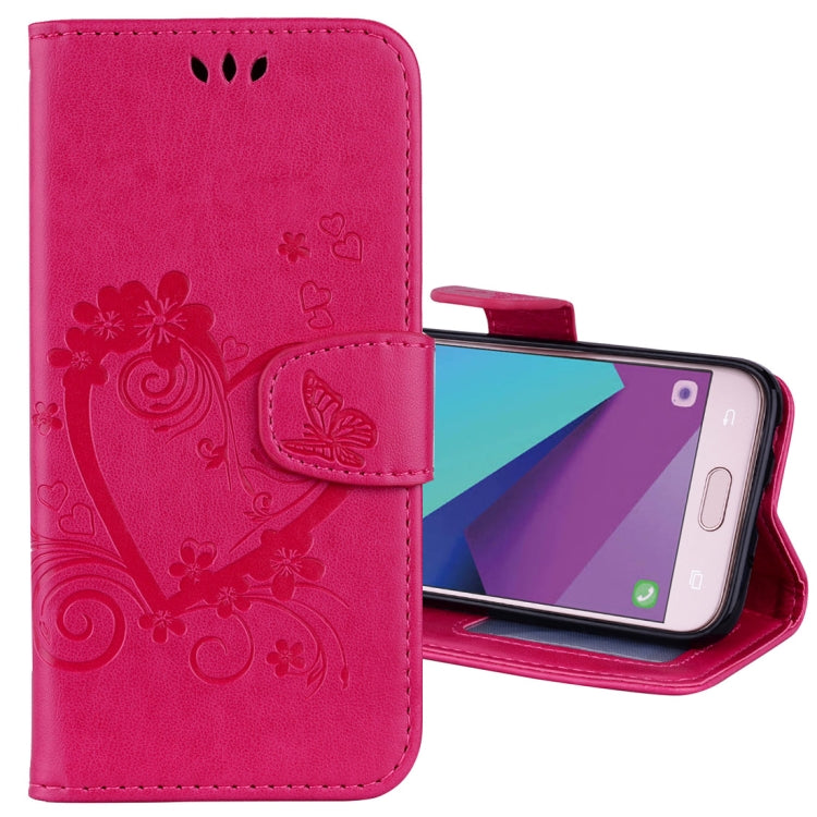 For Galaxy J7 (2017) / J730 ( EU Version) Pressed Flowers Butterfly Love Pattern Horizontal Flip Leather Case with Holder & Card Slots & Wallet & Photo Frame