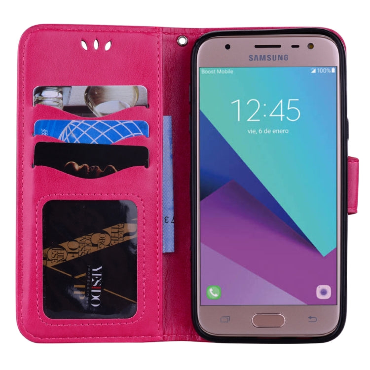 For Galaxy J7 (2017) / J730 ( EU Version) Pressed Flowers Butterfly Love Pattern Horizontal Flip Leather Case with Holder & Card Slots & Wallet & Photo Frame