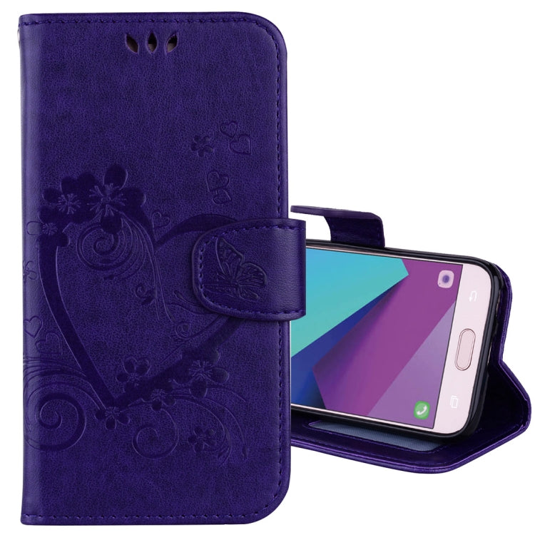 For Galaxy J7 (2017) / J730 ( EU Version) Pressed Flowers Butterfly Love Pattern Horizontal Flip Leather Case with Holder & Card Slots & Wallet & Photo Frame