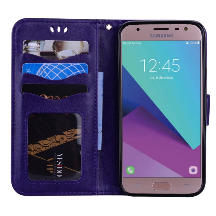 For Galaxy J7 (2017) / J730 ( EU Version) Pressed Flowers Butterfly Love Pattern Horizontal Flip Leather Case with Holder & Card Slots & Wallet & Photo Frame