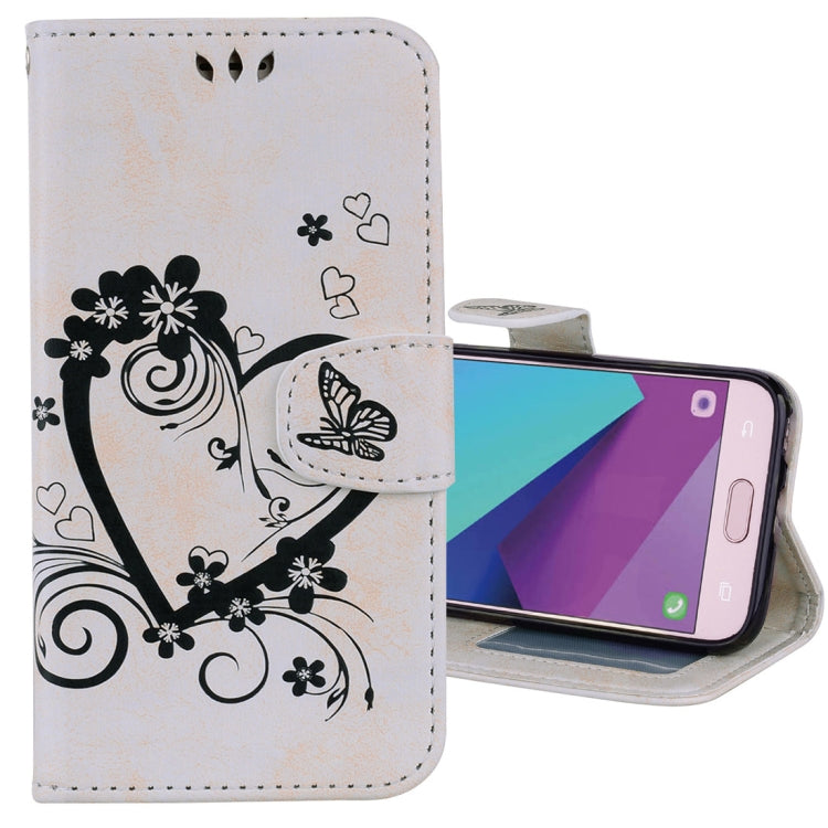 For Galaxy J7 (2017) / J730 ( EU Version) Pressed Flowers Butterfly Love Pattern Horizontal Flip Leather Case with Holder & Card Slots & Wallet & Photo Frame