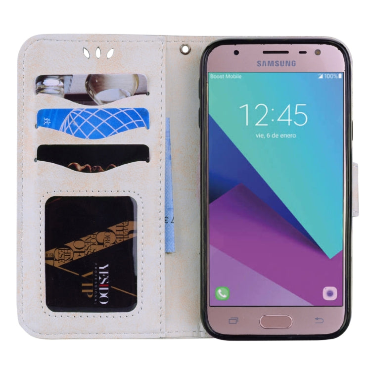 For Galaxy J7 (2017) / J730 ( EU Version) Pressed Flowers Butterfly Love Pattern Horizontal Flip Leather Case with Holder & Card Slots & Wallet & Photo Frame