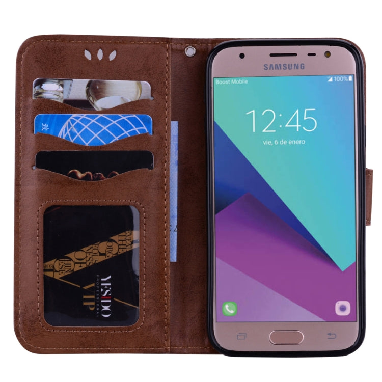 For Galaxy J7 (2017) / J730 ( EU Version) Pressed Flowers Butterfly Love Pattern Horizontal Flip Leather Case with Holder & Card Slots & Wallet & Photo Frame