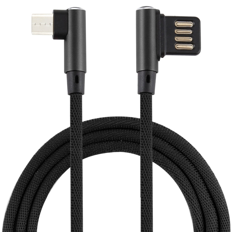 2A USB Elbow to Micro USB Elbow Braided Data Cable, Cable Length: 2m