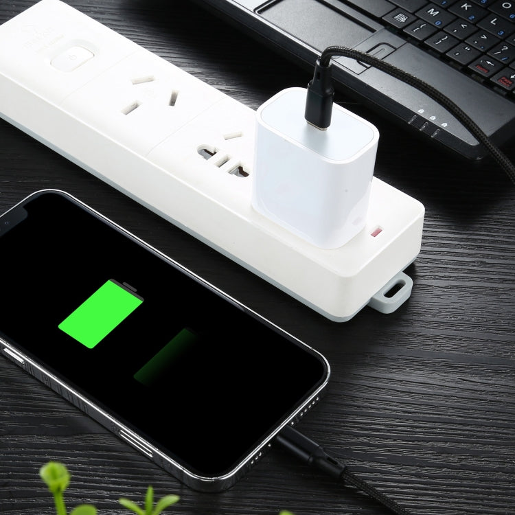 2A USB to USB-C / Type-C Braided Data Cable, Cable Length: 1m