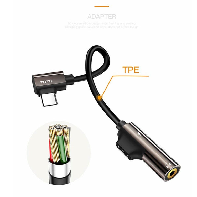 TOTUDESIGN EAUC-12 Time Series Type-C to Type-C Interface +3.5 Interface Bending Audio Adapter, For Samsung, Huawei, Xiaomi, HTC, Meizu, Sony and other Smartphones