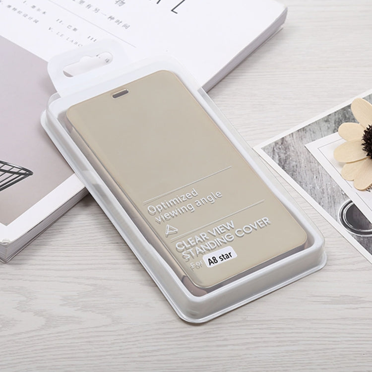 Mirror Clear View Horizontal Flip PU Leather Case for Galaxy A8 Star , with Holder