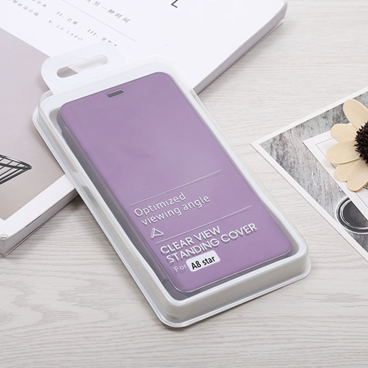 Mirror Clear View Horizontal Flip PU Leather Case for Galaxy A8 Star , with Holder