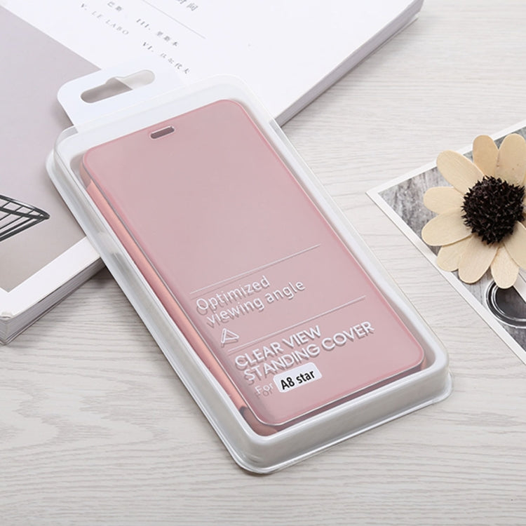 Mirror Clear View Horizontal Flip PU Leather Case for Galaxy A8 Star , with Holder