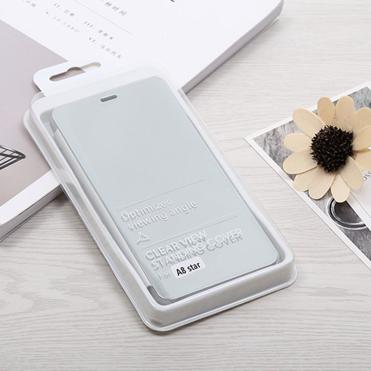 Mirror Clear View Horizontal Flip PU Leather Case for Galaxy A8 Star , with Holder