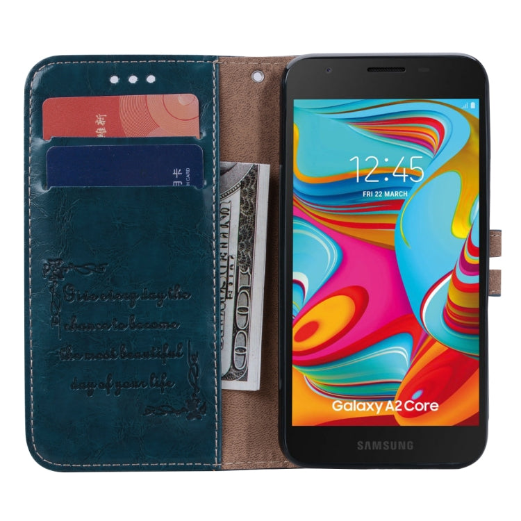 Business Style Oil Wax Texture Horizontal Flip Leather Case for Galaxy A2 Core, with Holder & Card Slots & Wallet