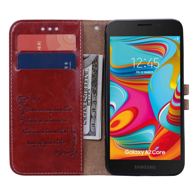 Business Style Oil Wax Texture Horizontal Flip Leather Case for Galaxy A2 Core, with Holder & Card Slots & Wallet