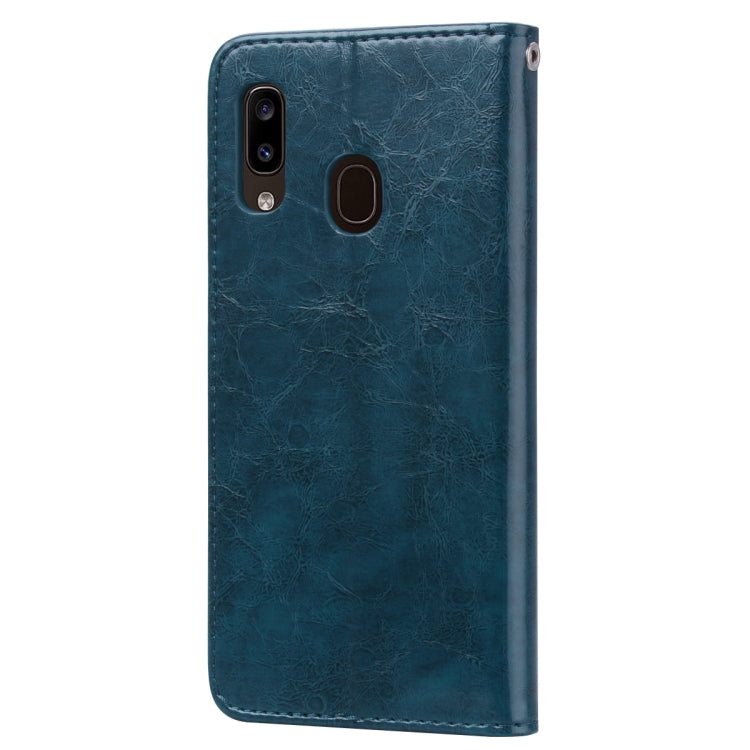 Business Style Oil Wax Texture Horizontal Flip Leather Case for Galaxy A20e, with Holder & Card Slots & Wallet