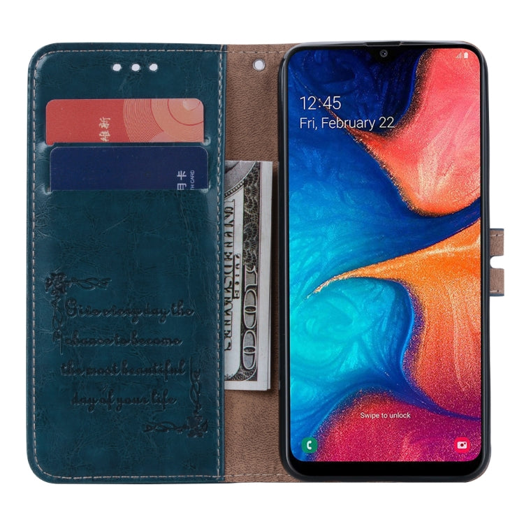 Business Style Oil Wax Texture Horizontal Flip Leather Case for Galaxy A20e, with Holder & Card Slots & Wallet