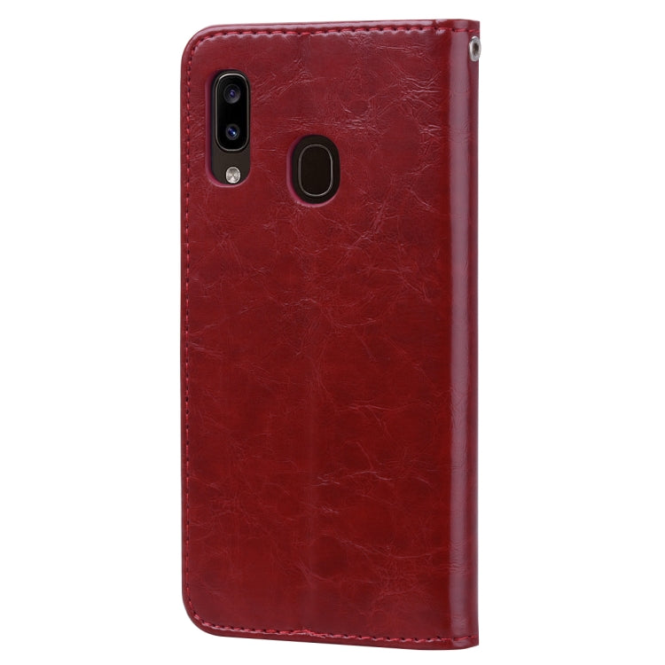 Business Style Oil Wax Texture Horizontal Flip Leather Case for Galaxy A20e, with Holder & Card Slots & Wallet